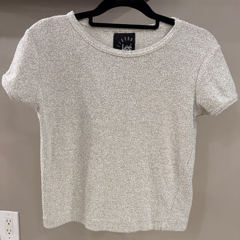 Vintage Style Riveted by Lee Textured Knit Top Small Neutral Minimalist 90s Y2K
